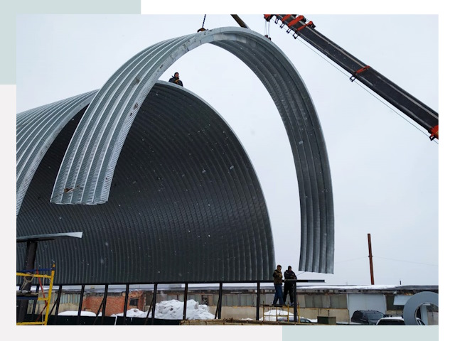 Полукруглые ангары в Лениногорске